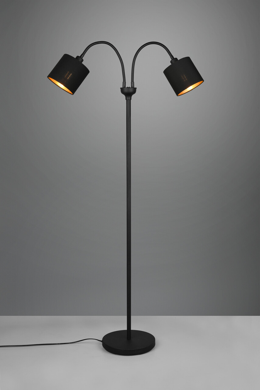 Lampadar Tommy, RL, 60x25x130 cm, 40W, 2x E14, metal/textil, negru mat - imagine 4